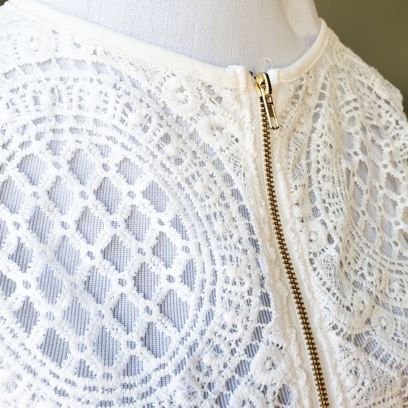 White Boho Bohemian Crochet Lace Long Sleeve Shirt - Picture 4 of 8
